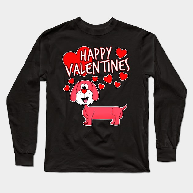 Happy Valentines Day 2022 Dachshund Dog Animal Lover Long Sleeve T-Shirt by doodlerob